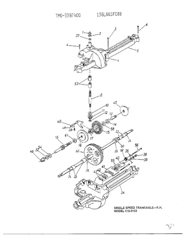 Single speed transaxle rh