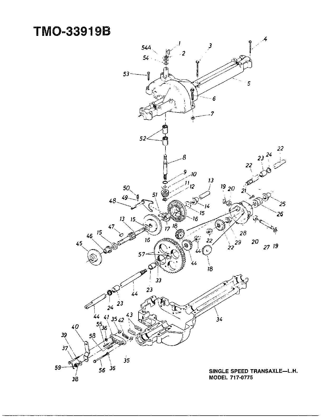 Single speed transaxle left hand