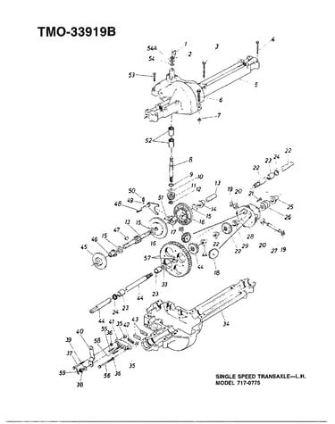 Single speed transaxle left hand