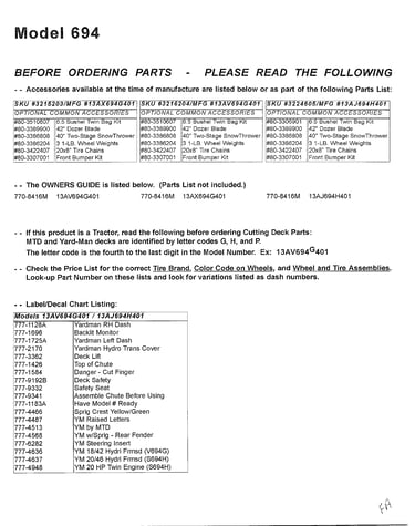 Before ordering parts - read