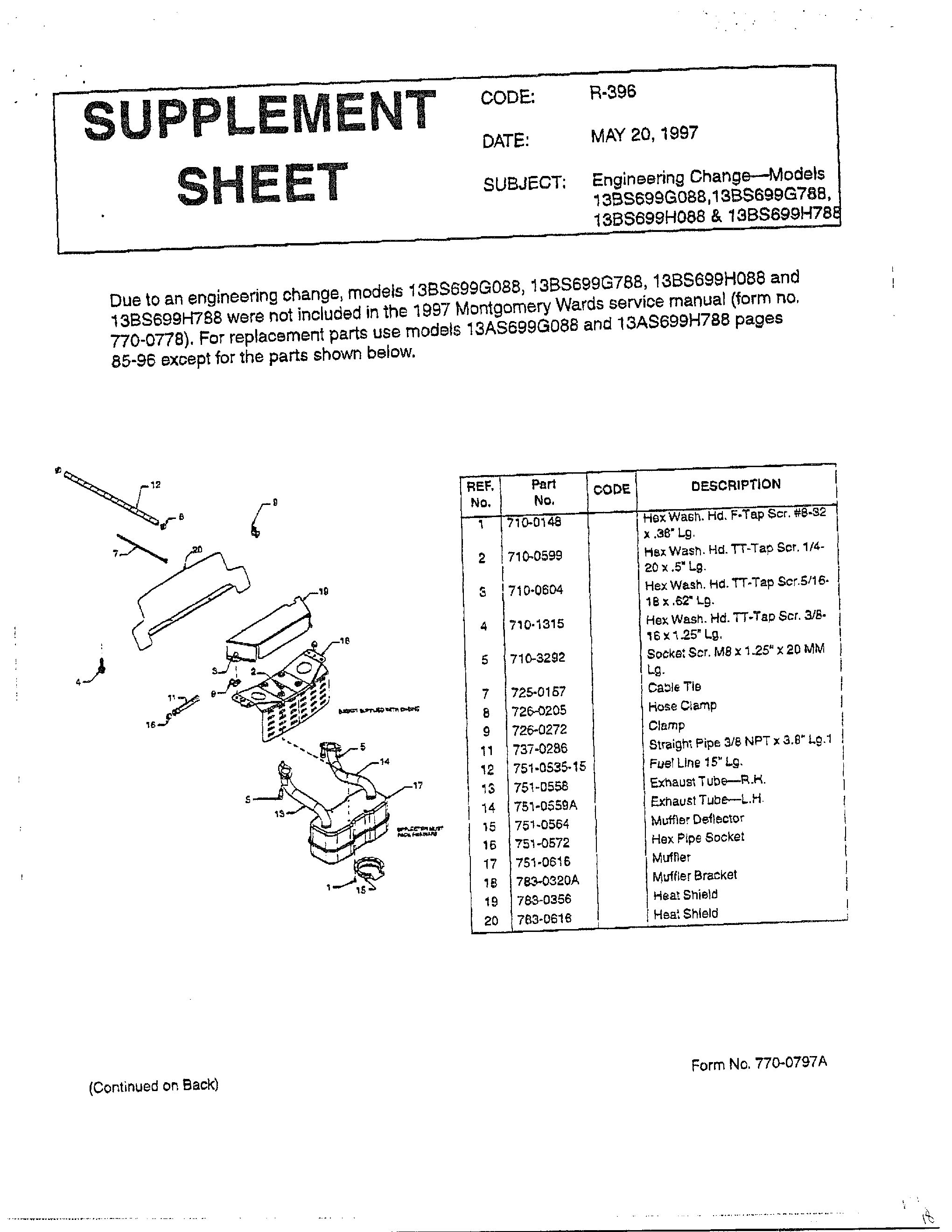 SUPPLEMENT SHEET