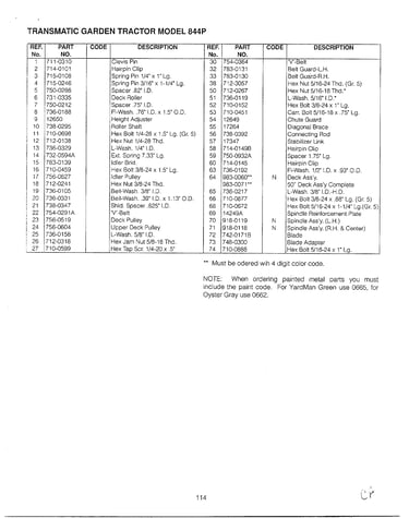 46" garden tracto-con't on card 36 page 3