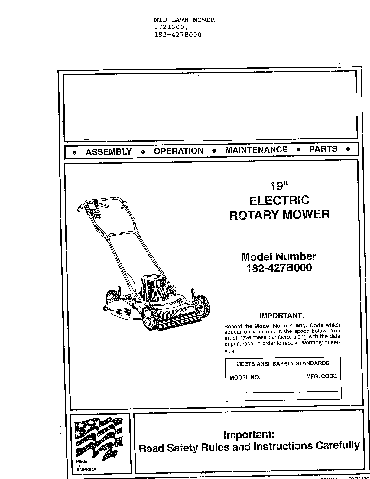 19" electric rotary mower