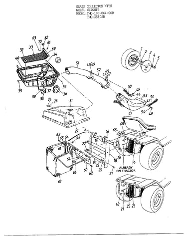 Grass collector w/wheel wts.