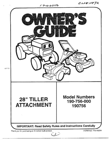 28" tiller attachment