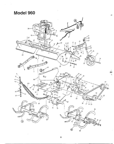 Tiller/belt/chain/tine