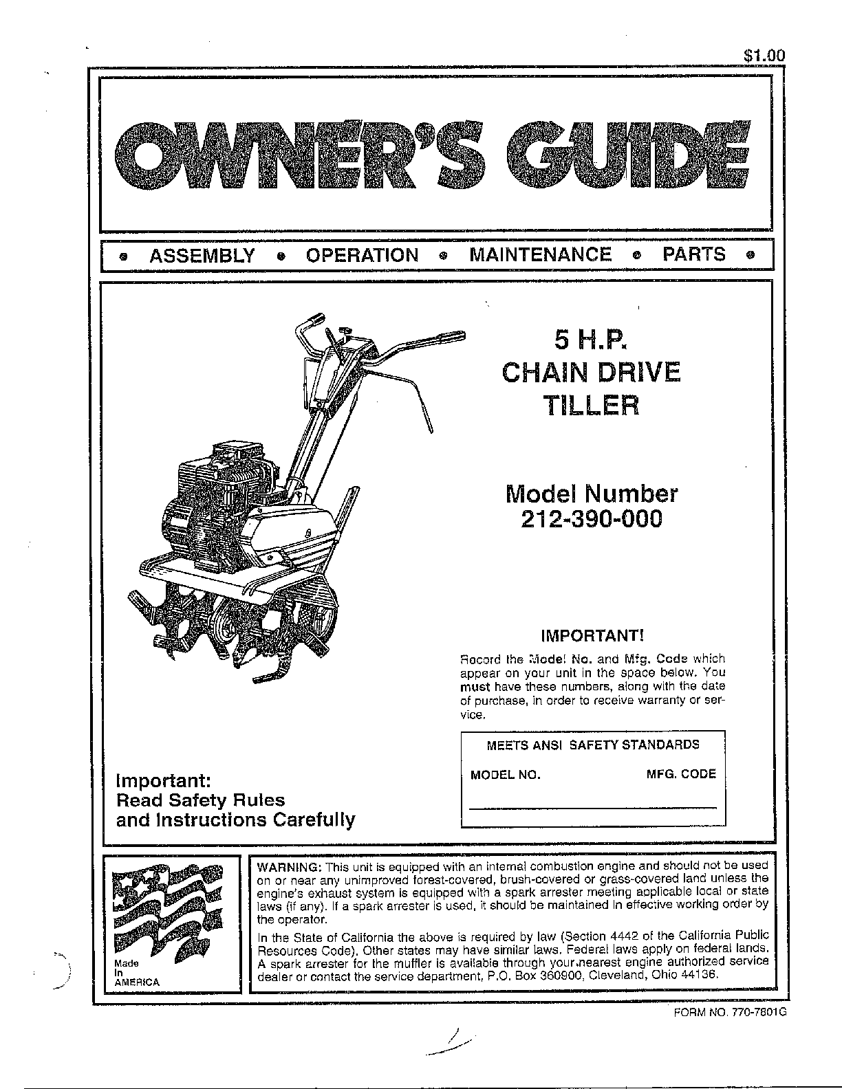 5hp/chain drive tiller