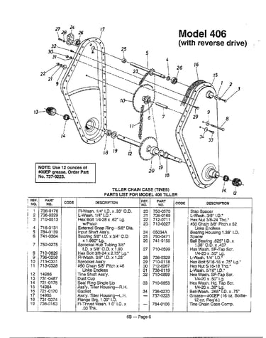 Tiller chain case/tines