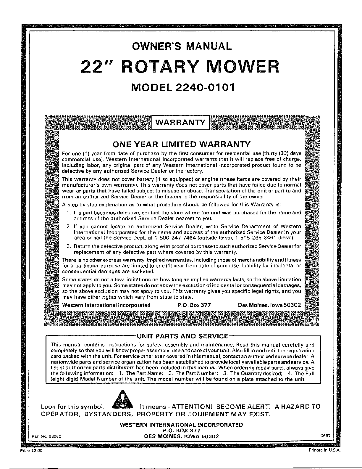 22" rotary mower
