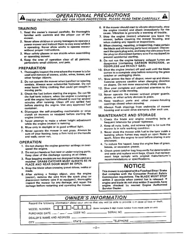 Operational precautions