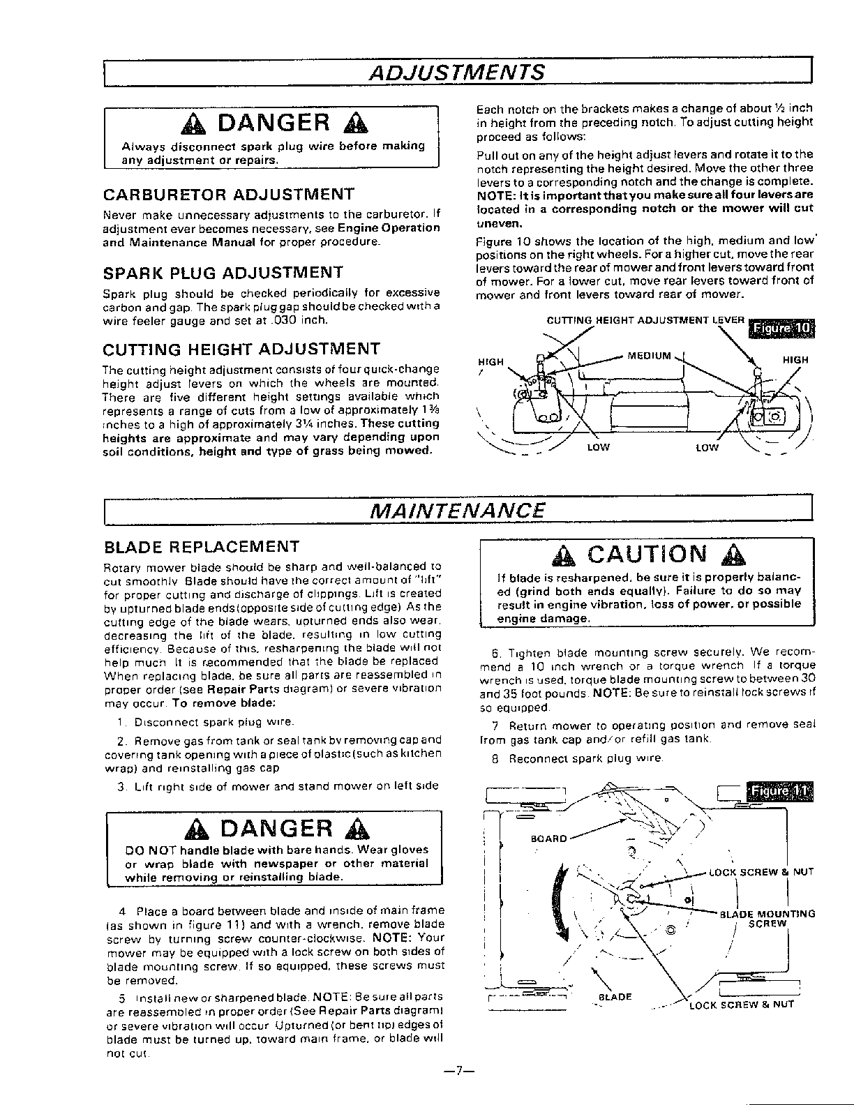 ADJUSTMENTS/MAINTENANCE