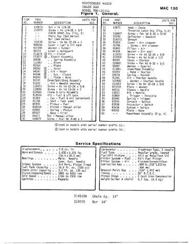 Chain saw/service specs page 2