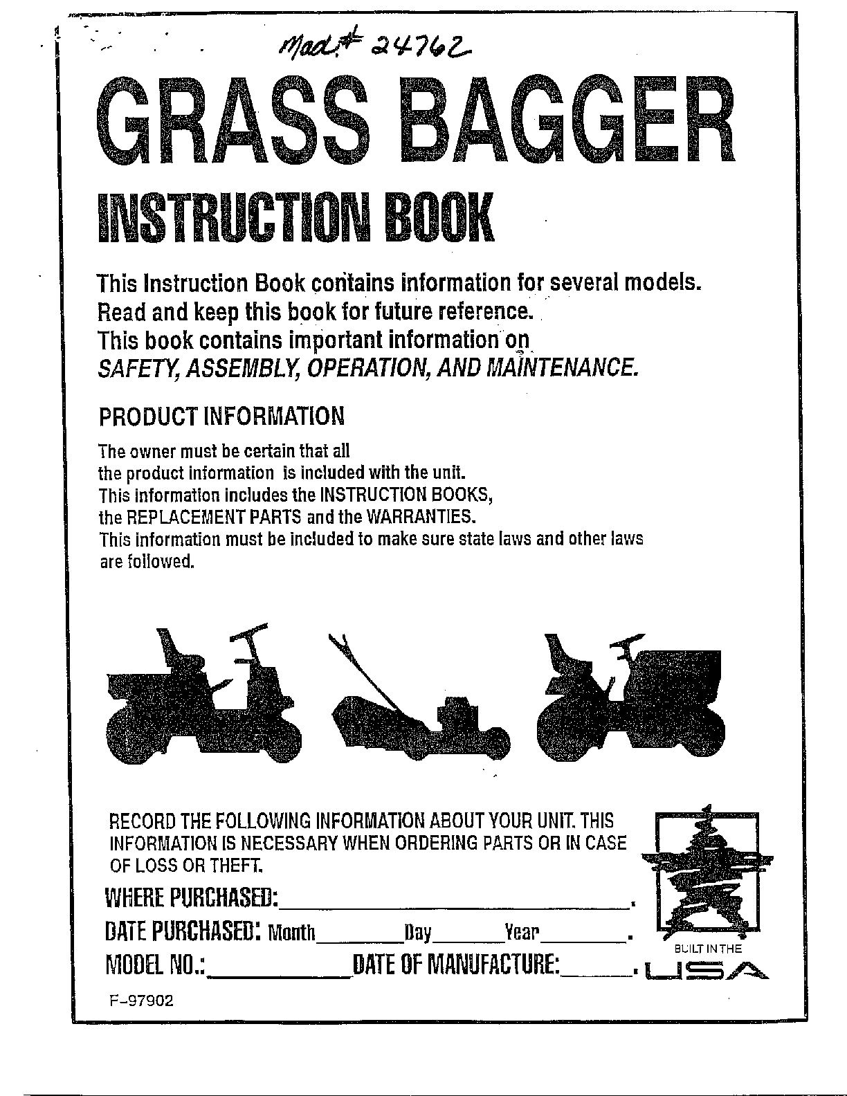 Grass bagger cover