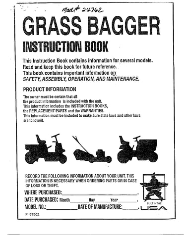 Grass bagger cover