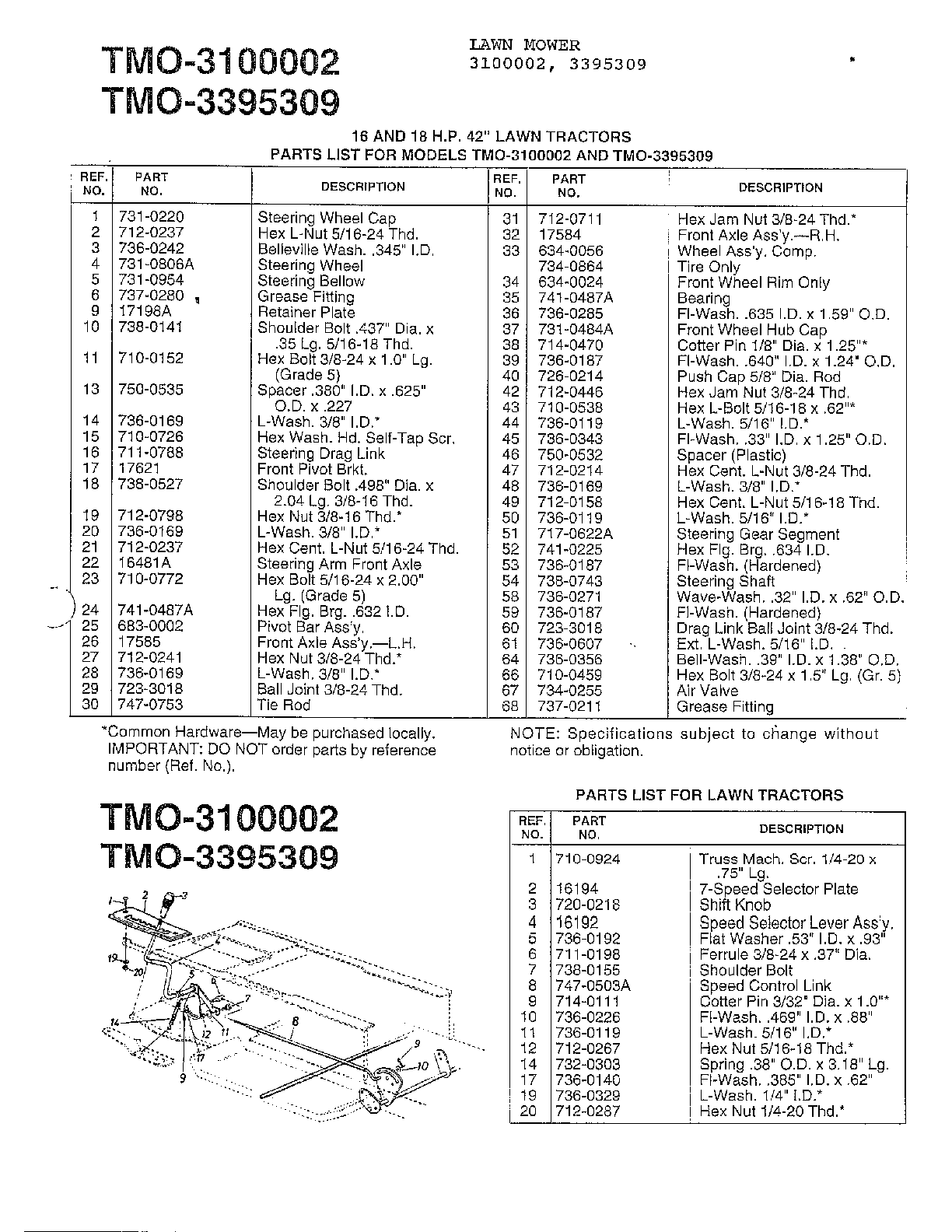 16/18HP 42" LAWN TRACTORS Page 2