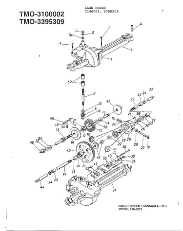 Single speed transaxle right hand
