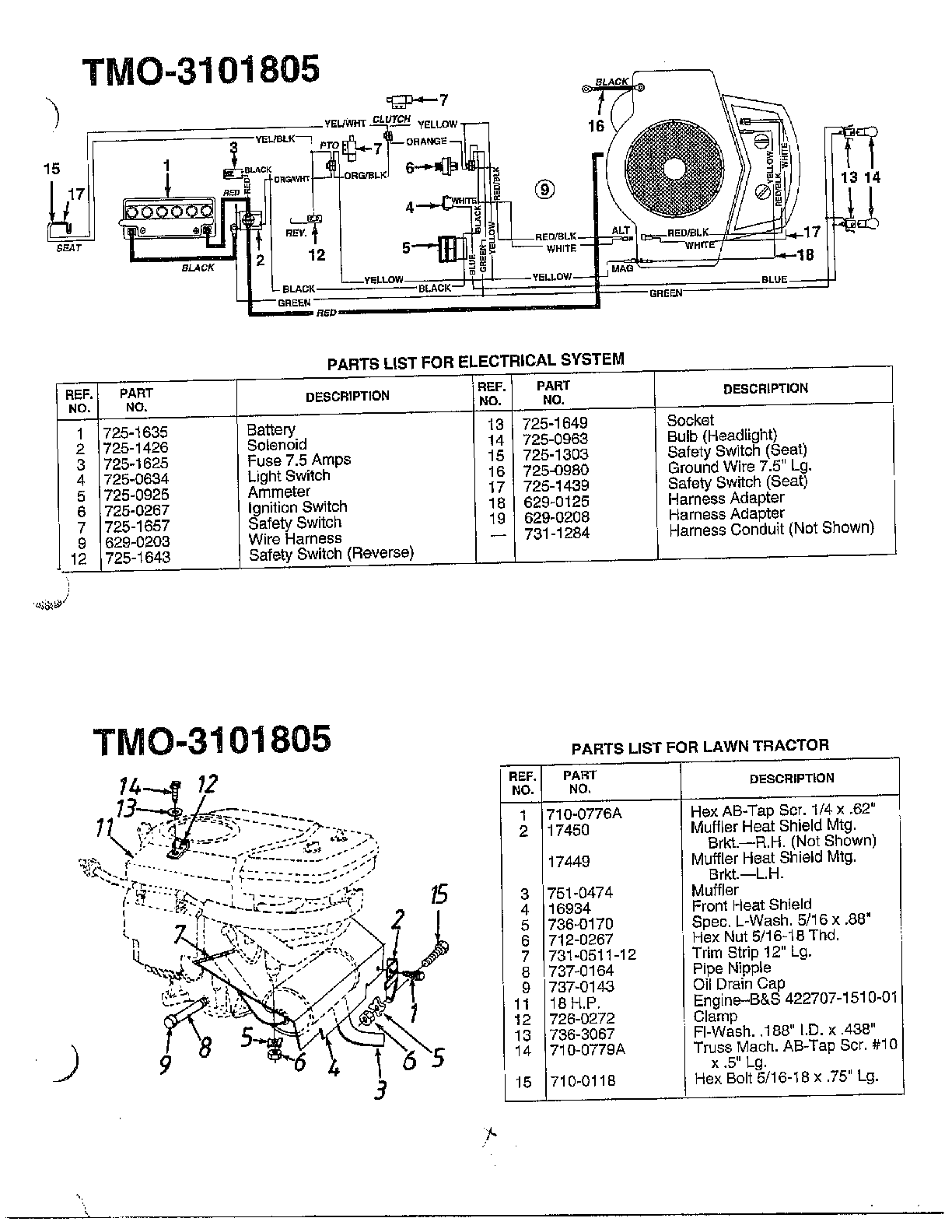 42" lawn tractor/electrical system