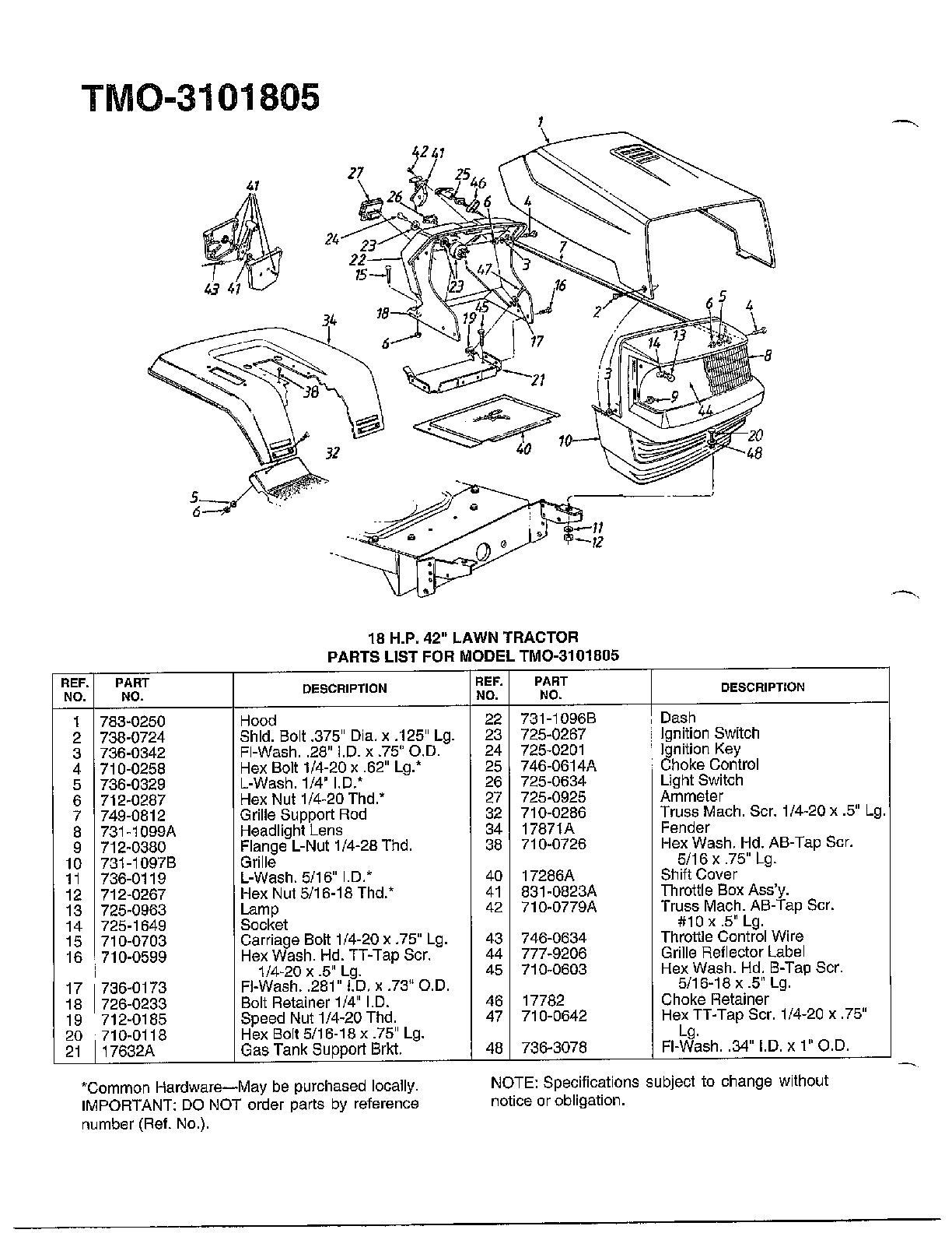 18hp 42" lawn tractor