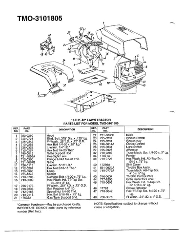 18hp 42" lawn tractor