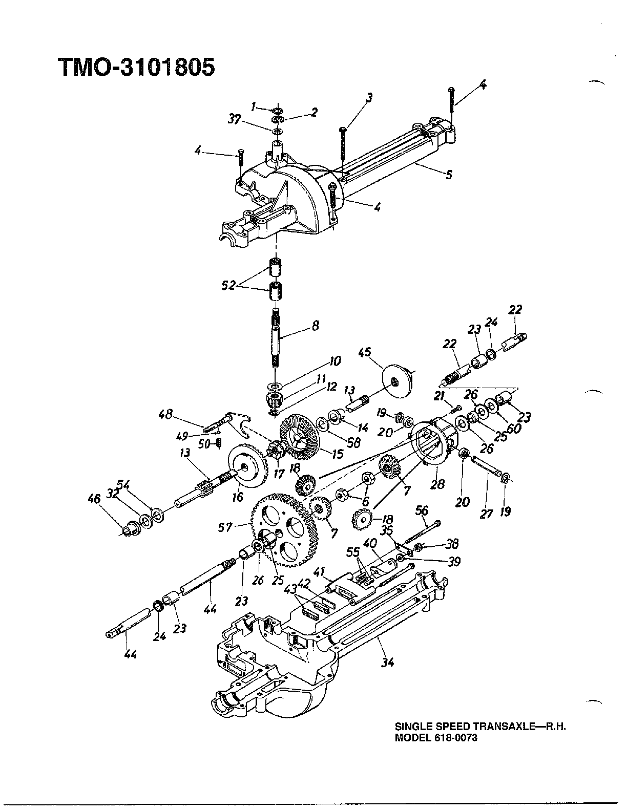 Single speed transaxle - rh
