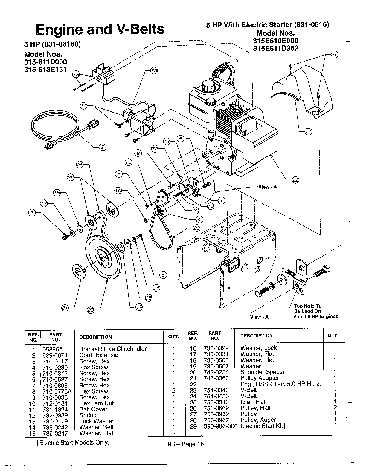 ENGINE AND V-BELTS
