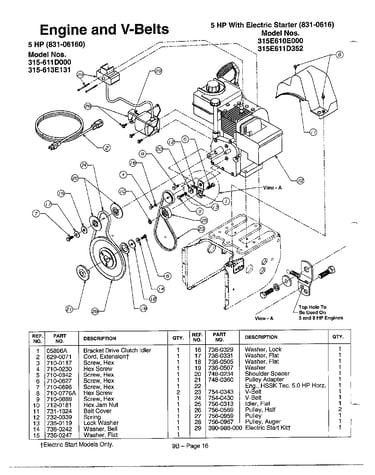 Engine and v-belts