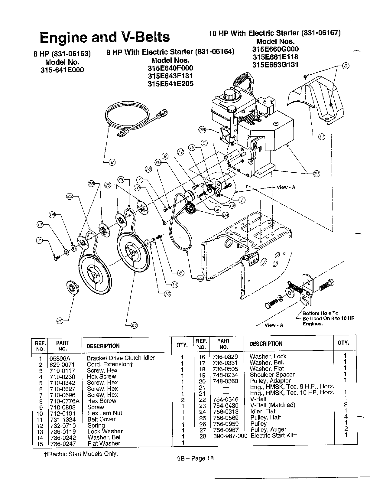 Engine and v-belts