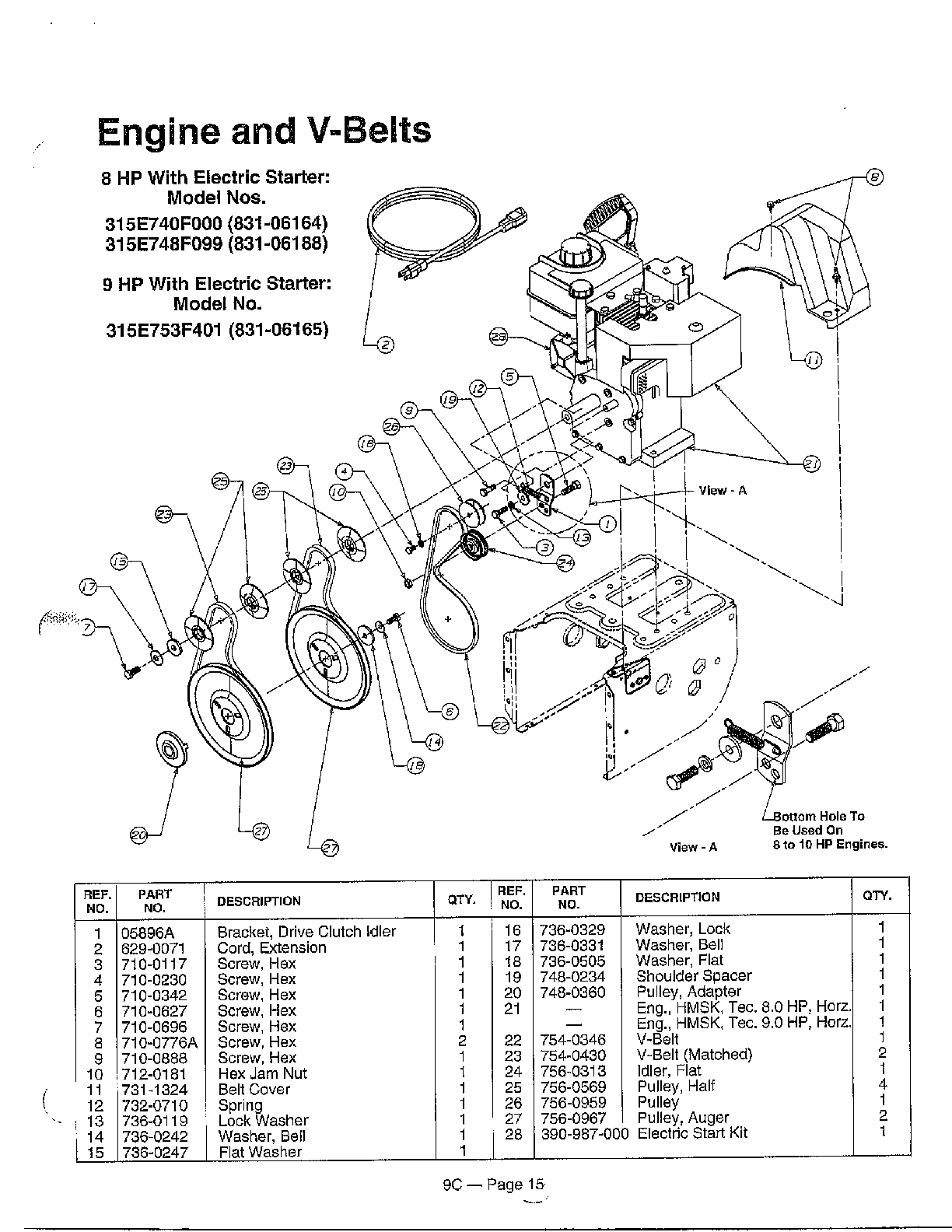 ENGINE AND V-BELTS