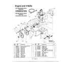 MTD 315E753F401 engine and v-belts diagram