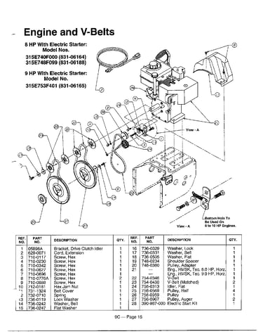 Engine and v-belts