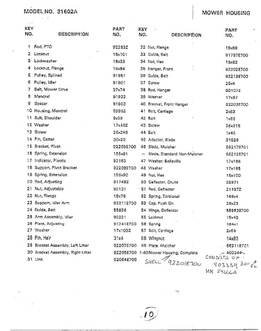 Mower housing page 2