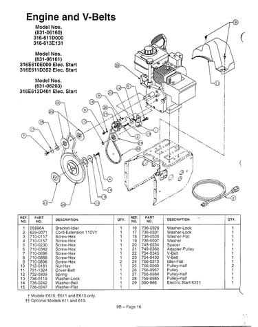 Engine and v-belts