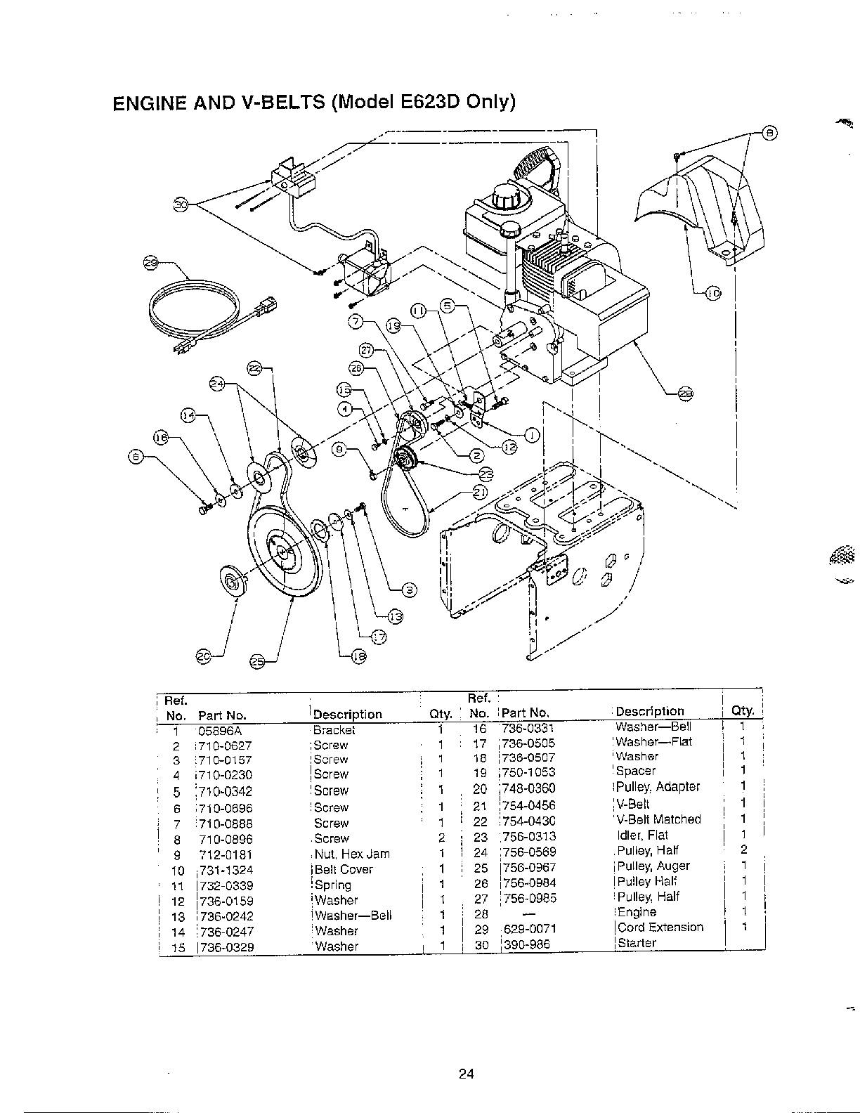 Engine and v-belts