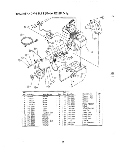 Engine and v-belts