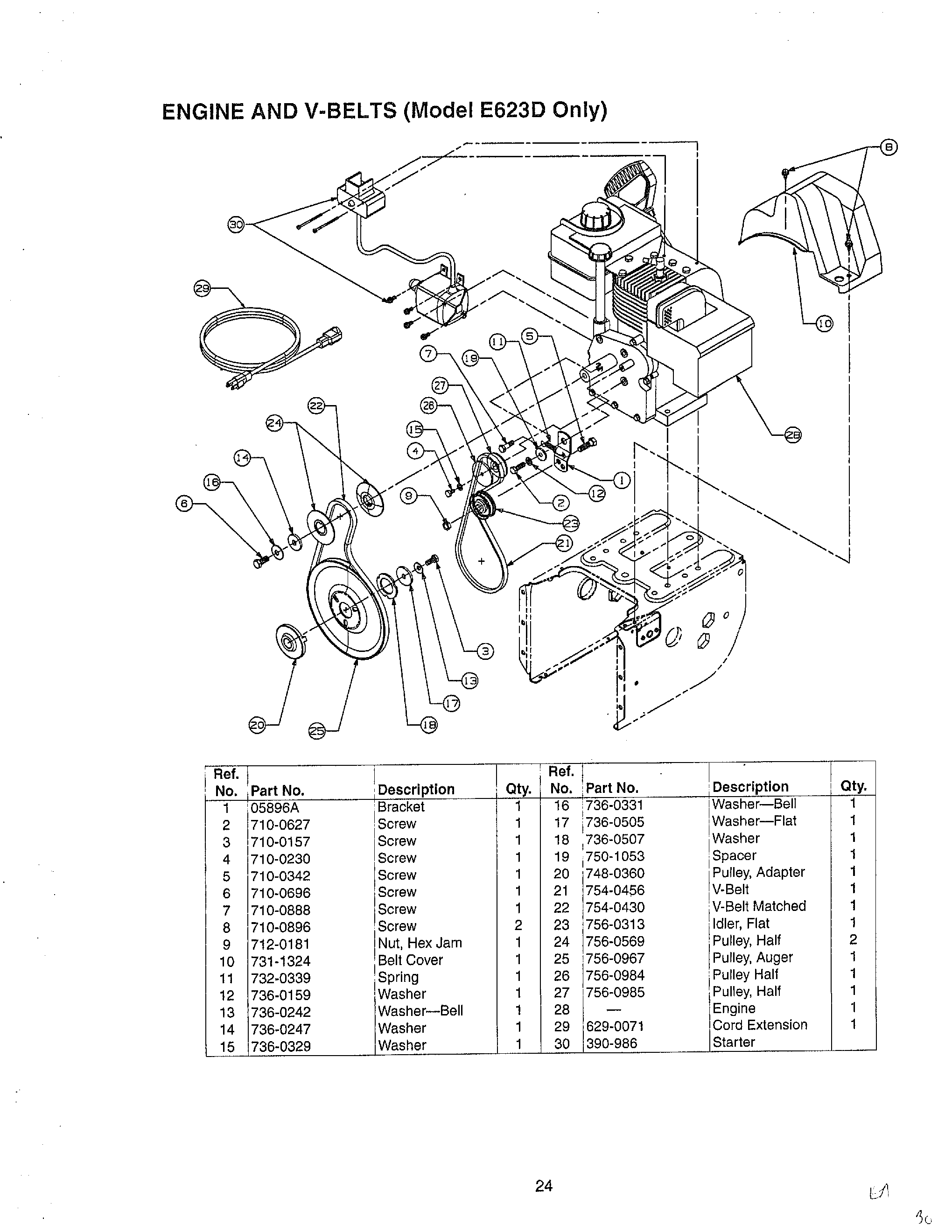 Engine and v-belts