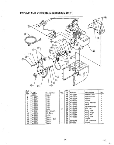 Engine and v-belts