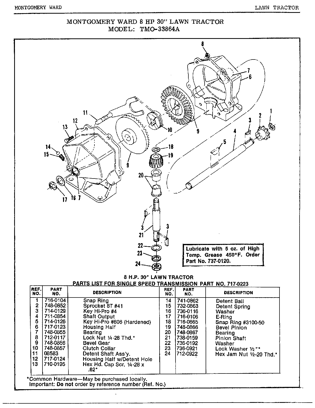 8 HP 30" SINGLE SPEED TRANSMISSION