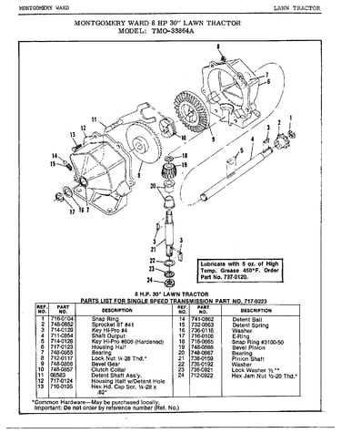 8 hp 30" single speed transmission