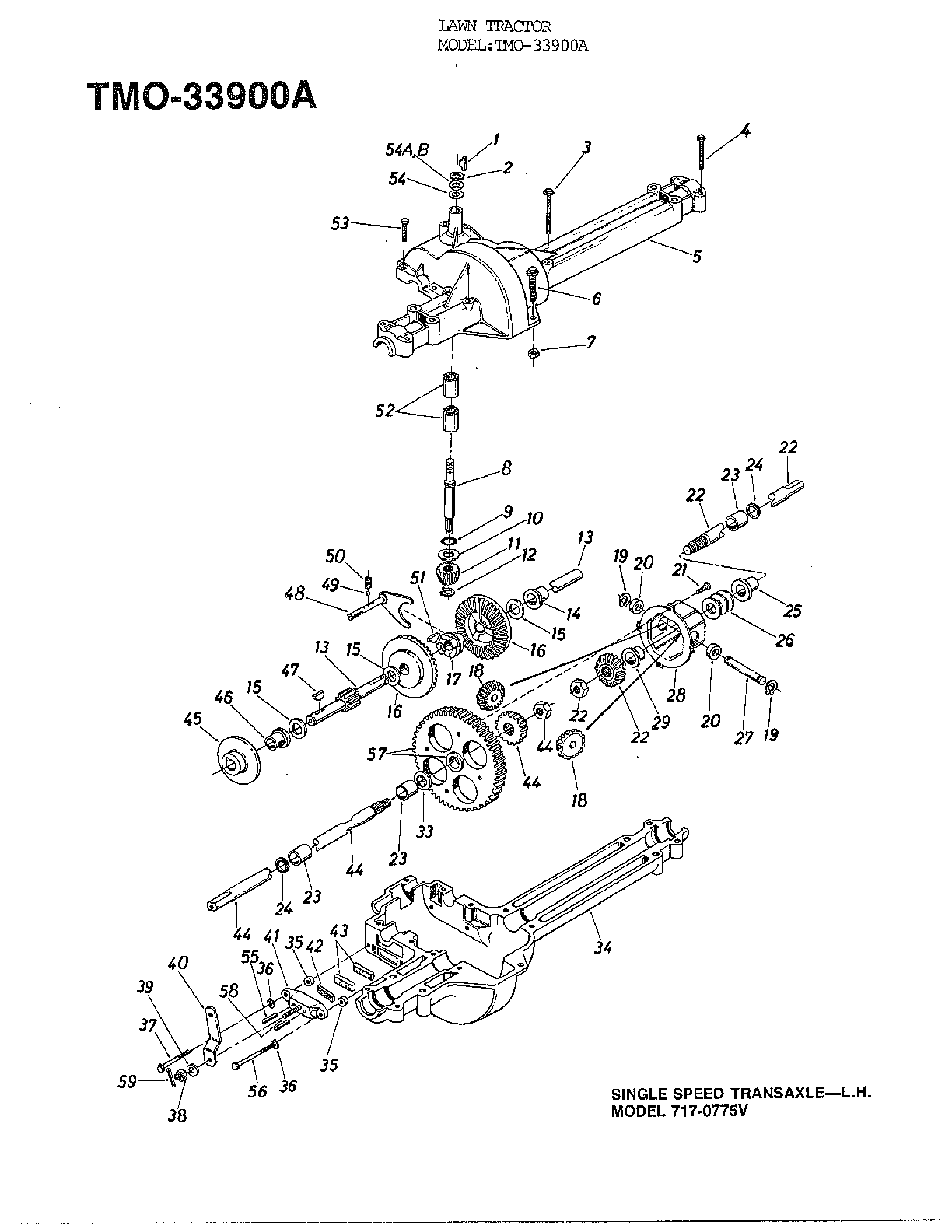 Single speed transaxle-lh