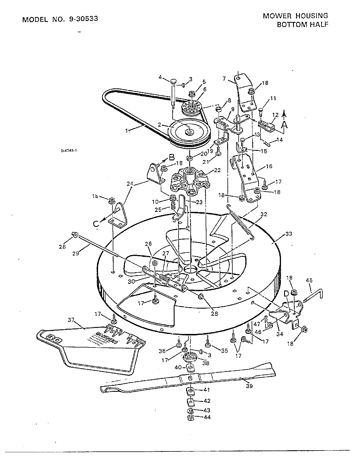 Mower housing bottom half