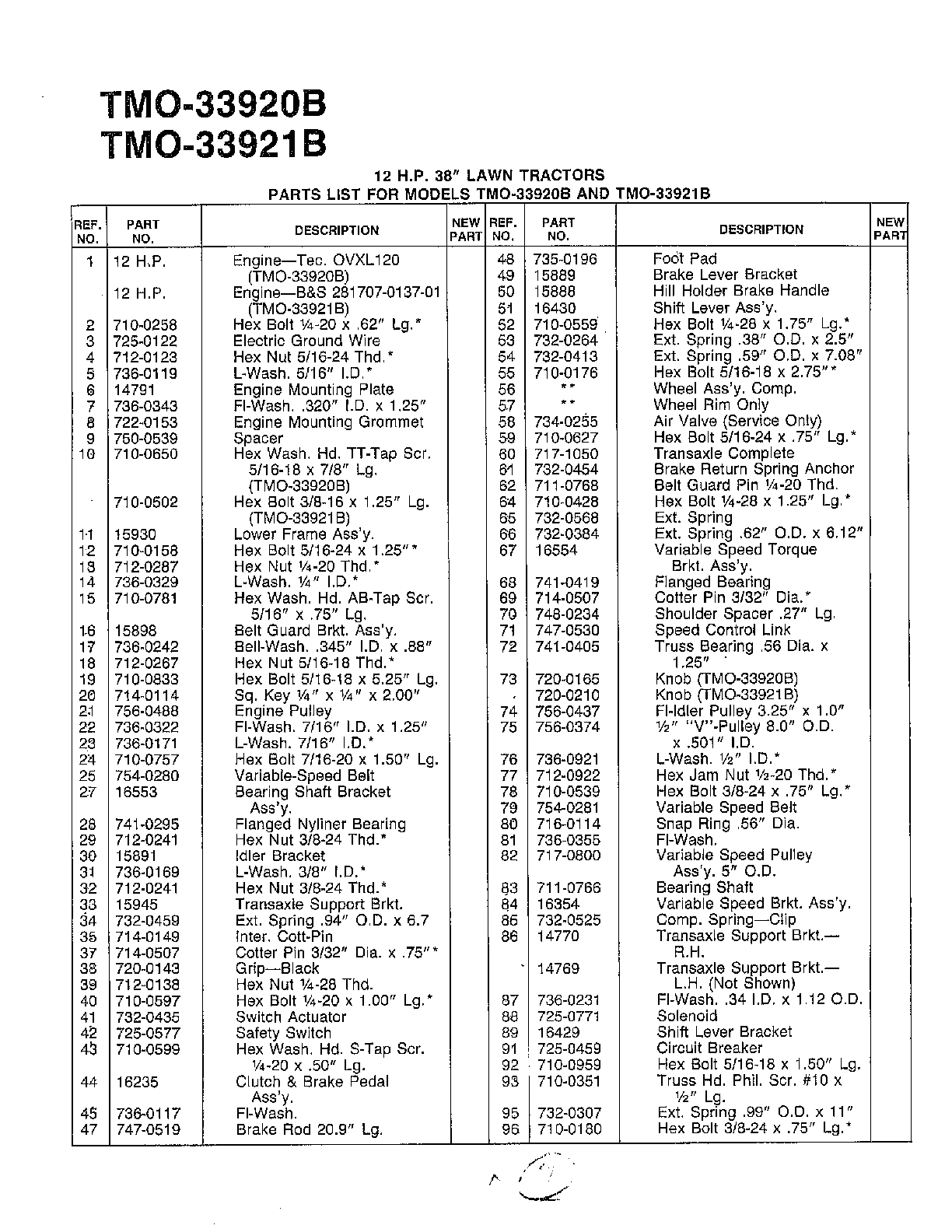12hp/38" tractor/wheel chart page 2