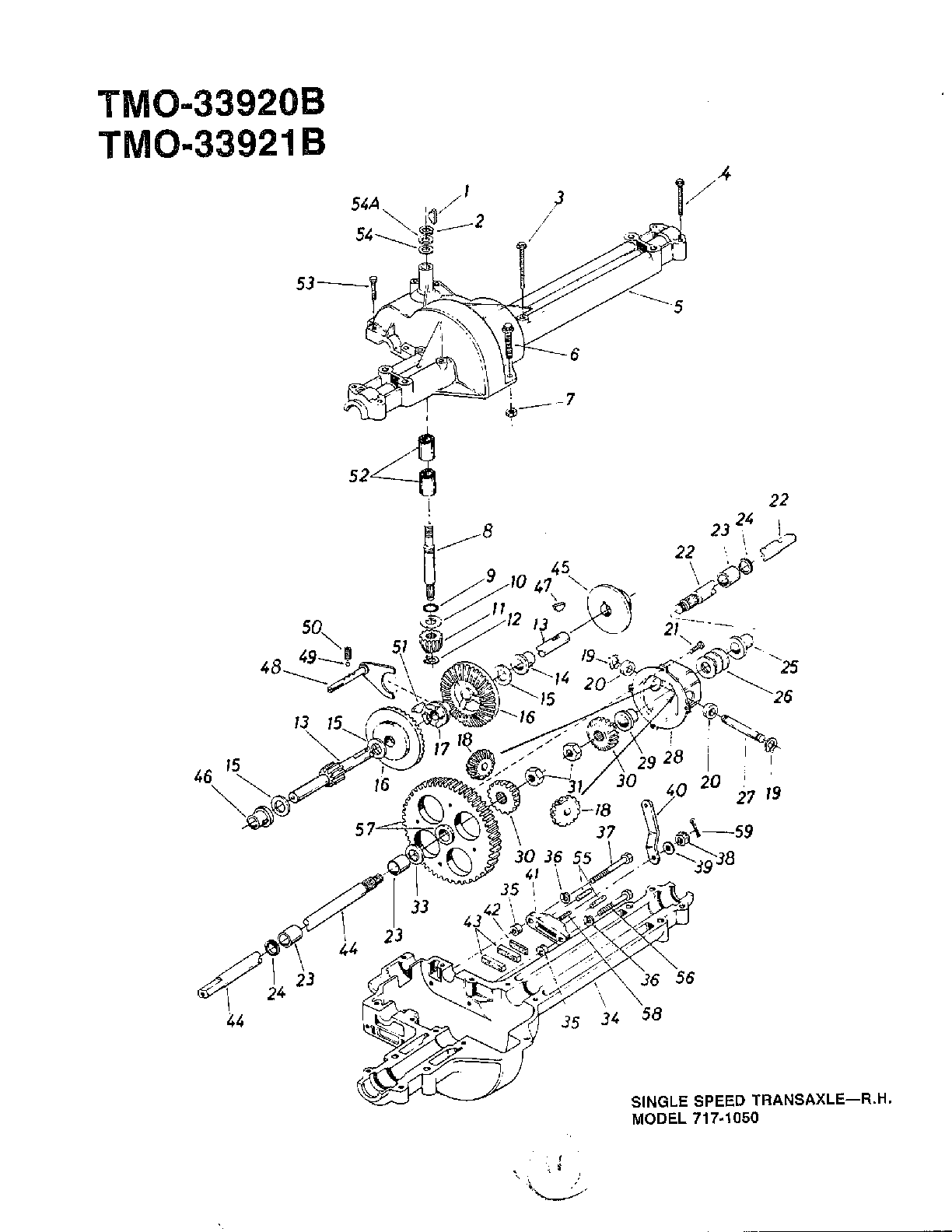 Single speed transaxle rh