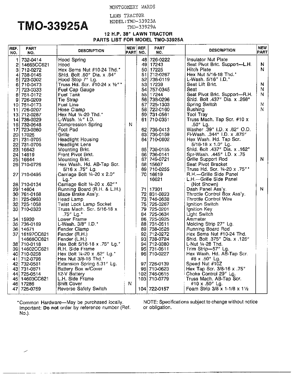 12HP/38" LAWN TRACTOR Page 2