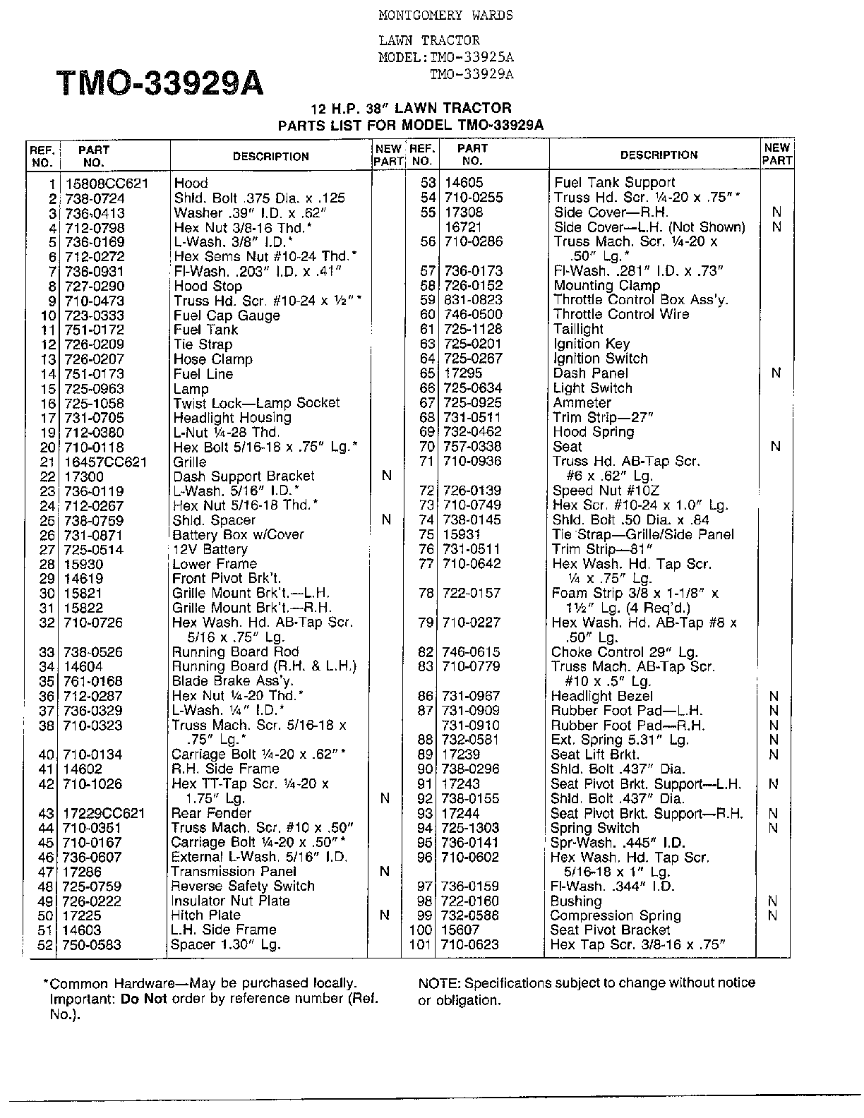 12HP/38" LAWN TRACTOR Page 4