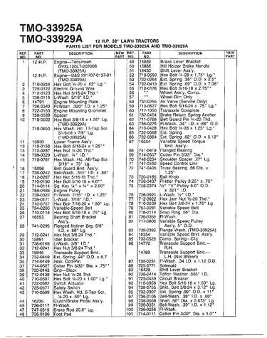 12hp/38" tractor/rear whl chrt page 2