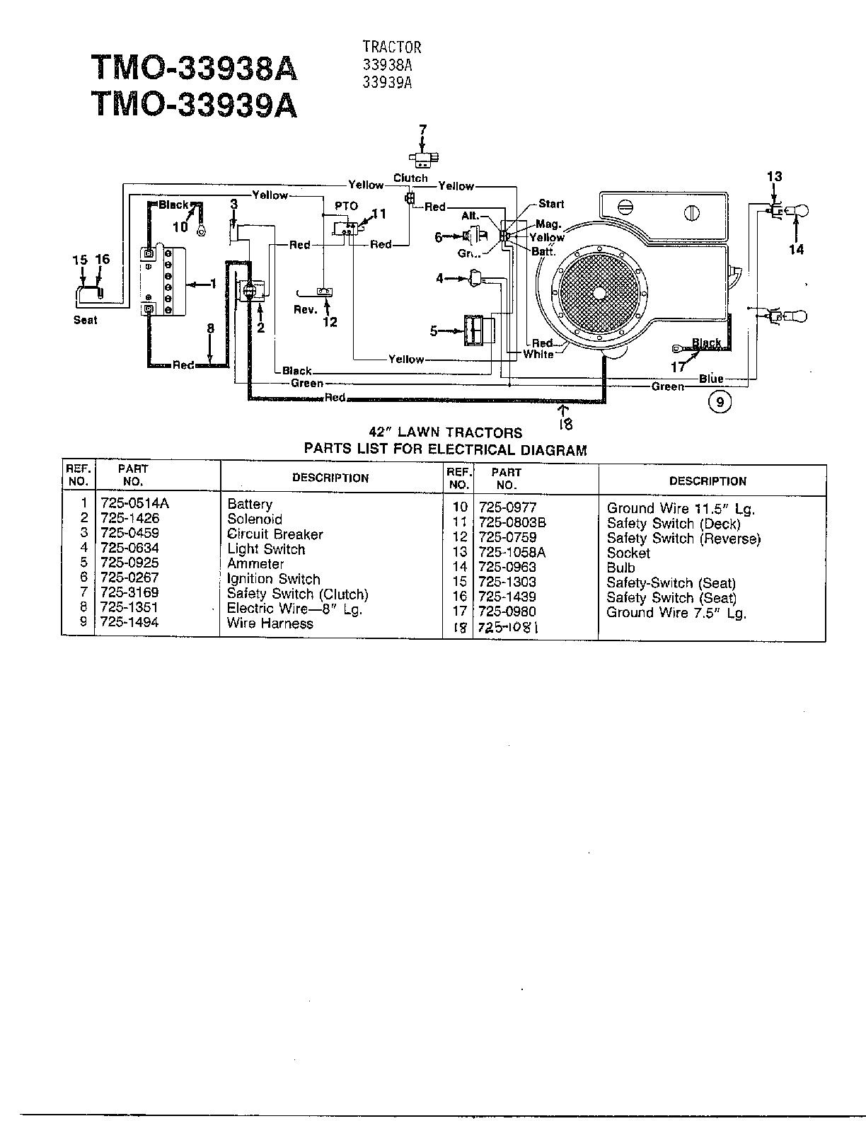 42" lawn mower/electrical diagram