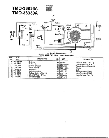 42" lawn mower/electrical diagram