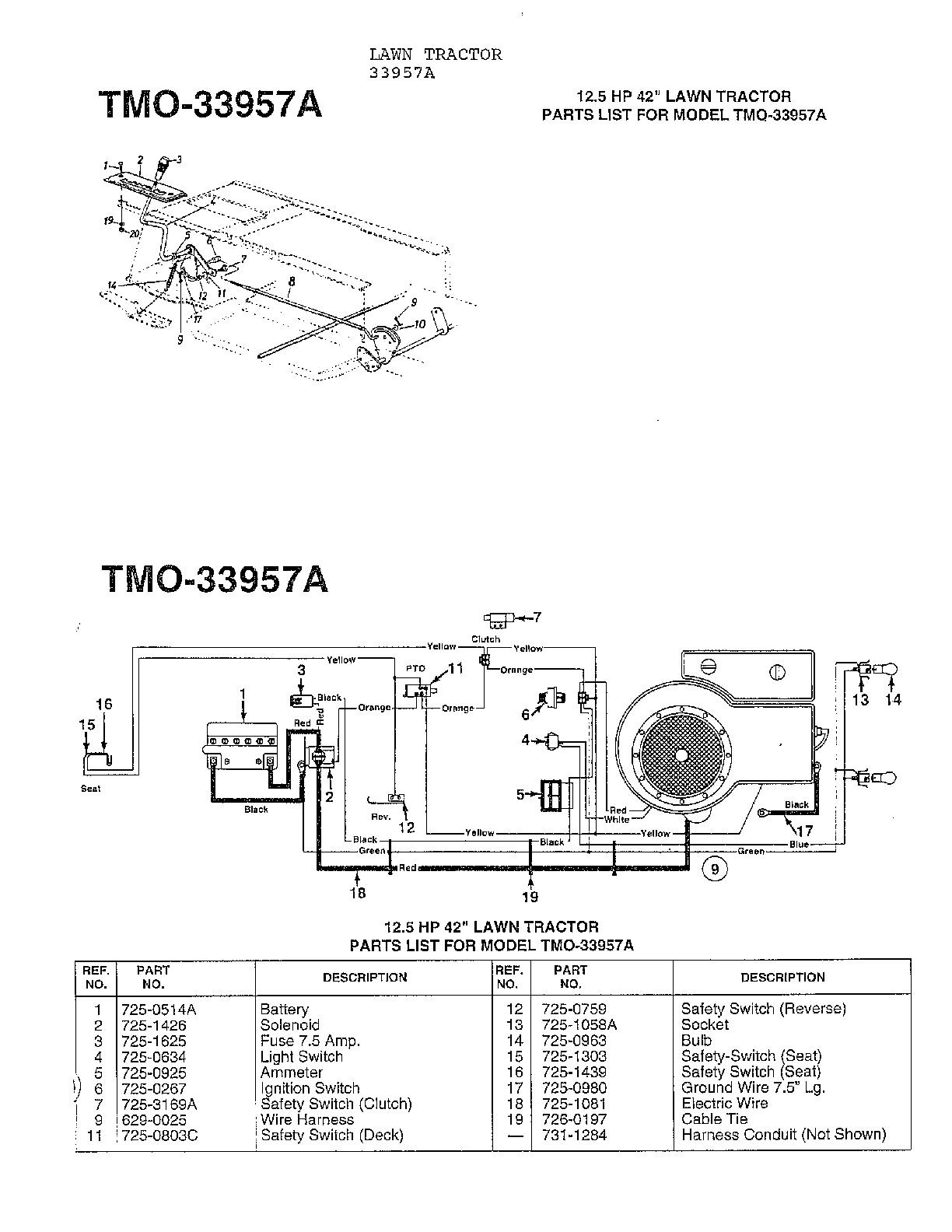 12.5 HP 42" WIRING