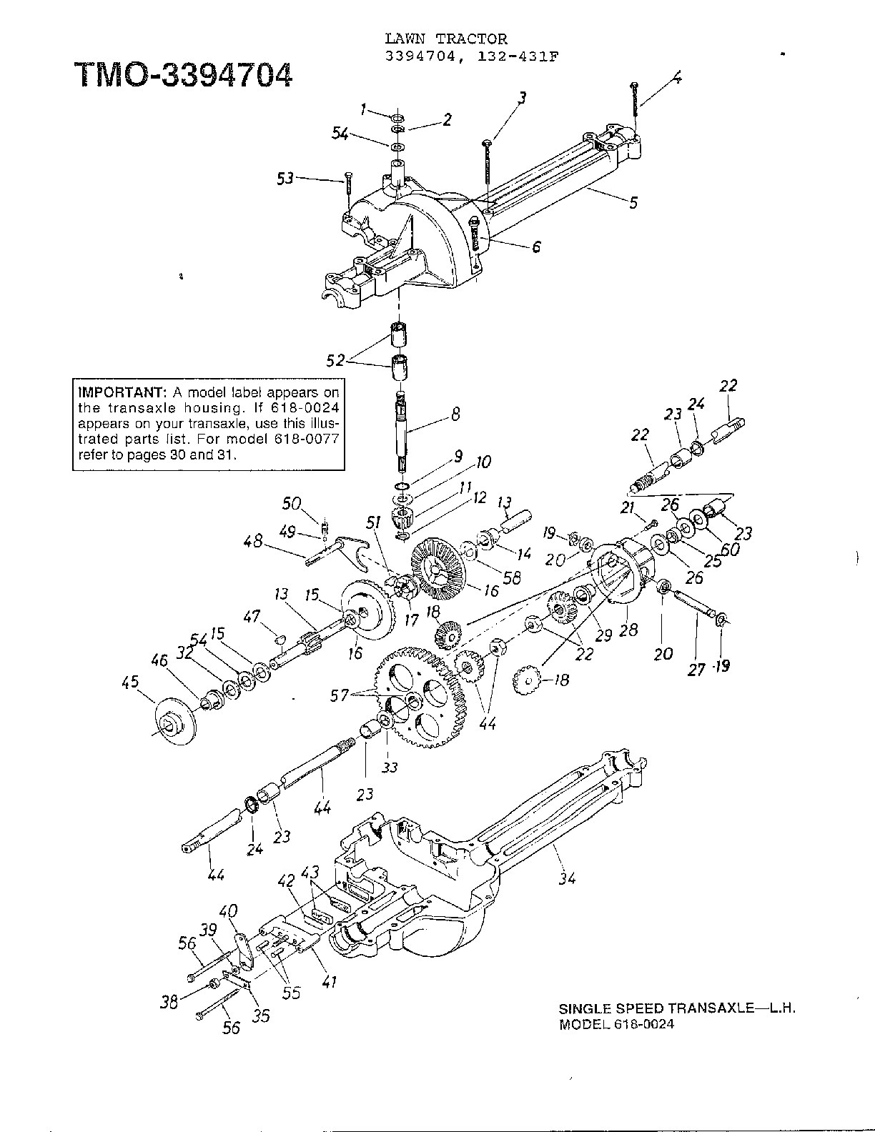 Single speed transaxle left hand