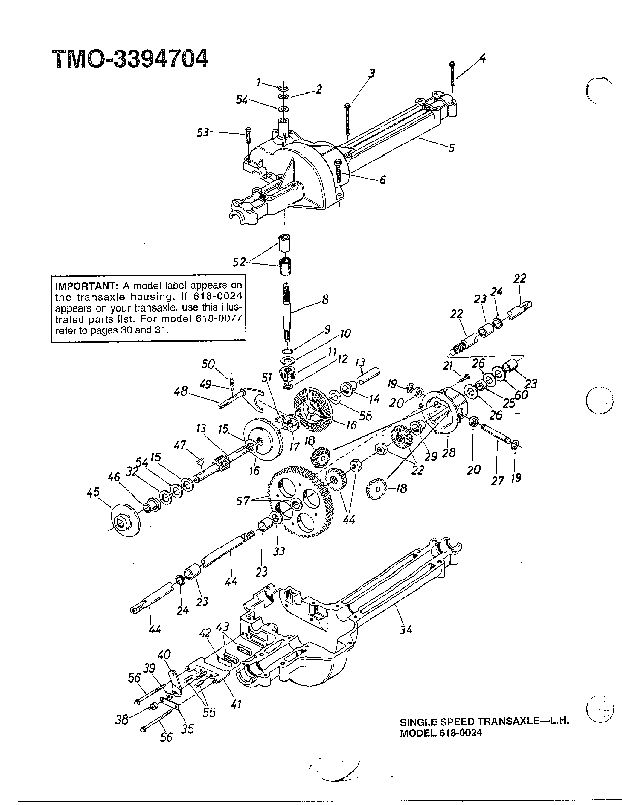 Single speed transaxle left hand